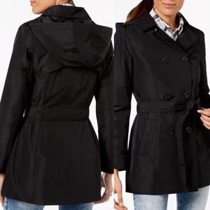 Black water resistant trench coat